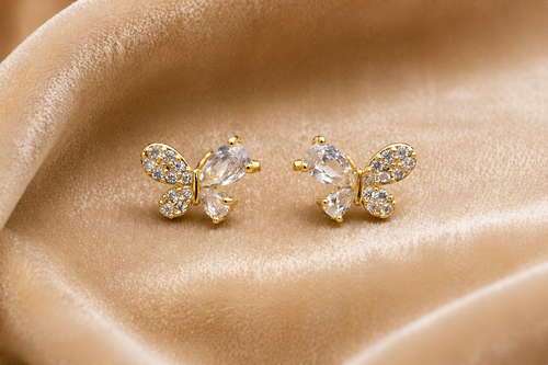 delicate butterfly sparkling stones design on velvet