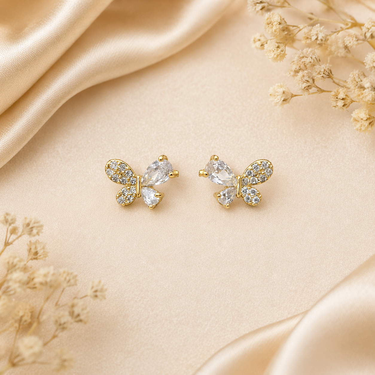 delicate butterfly sparkling stones design on marble