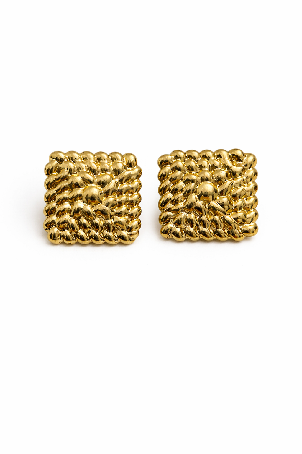 Gold square stud earrings 