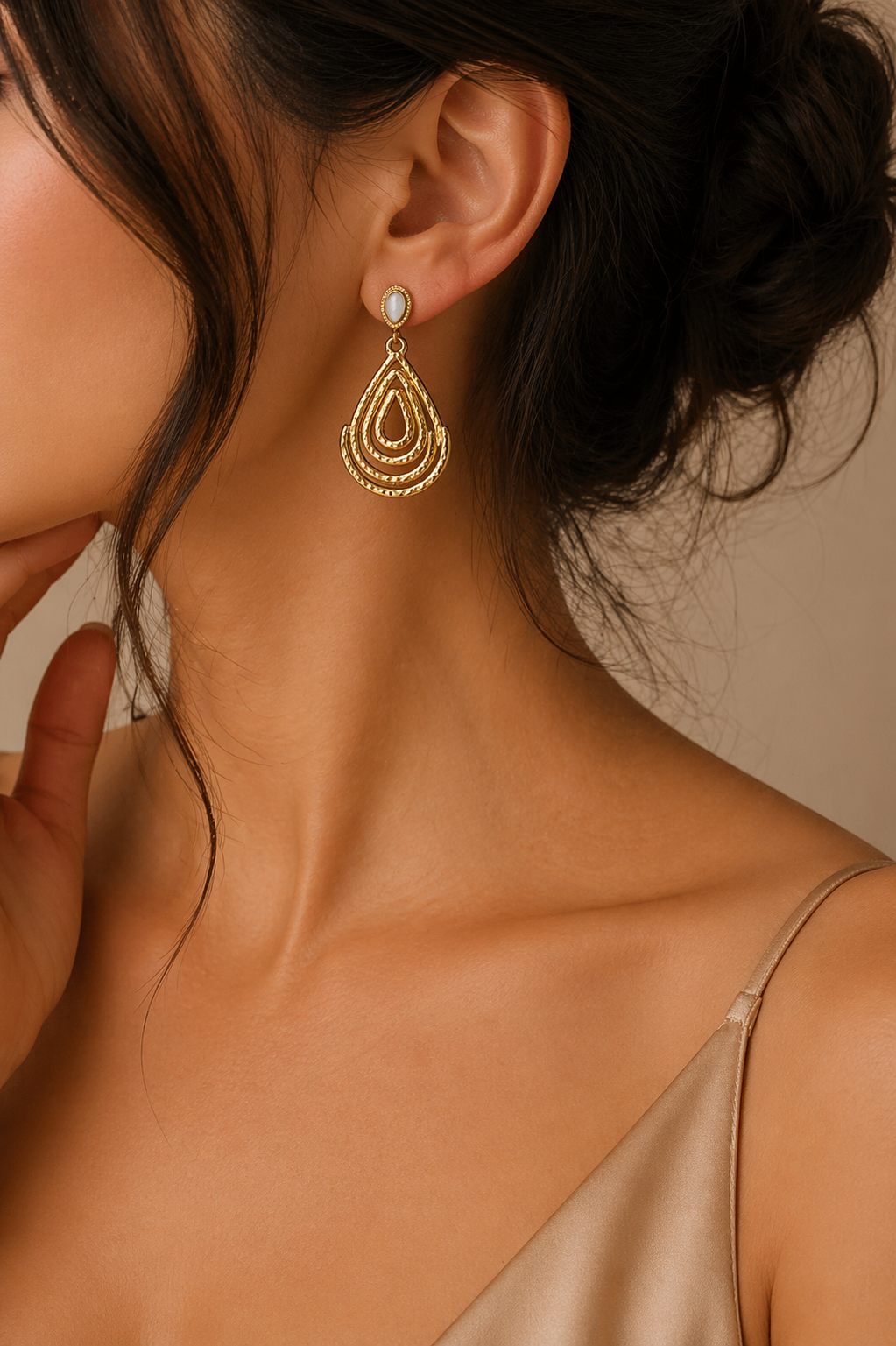 Gold drop earrings trial