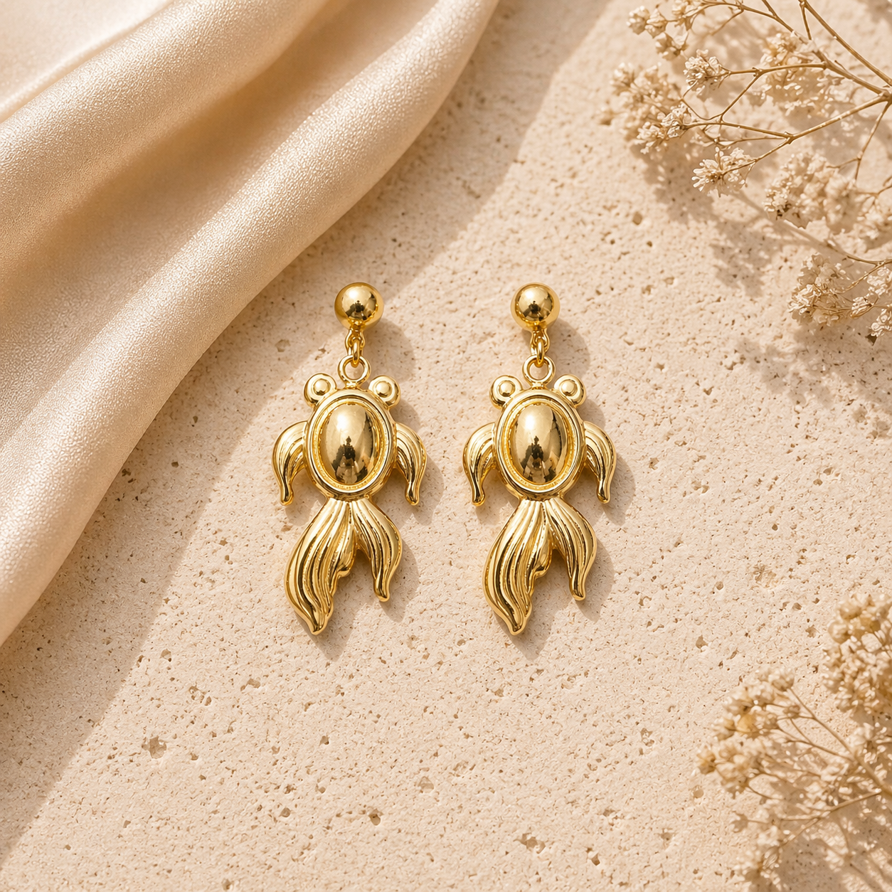 Turtle drop earrings on marble 