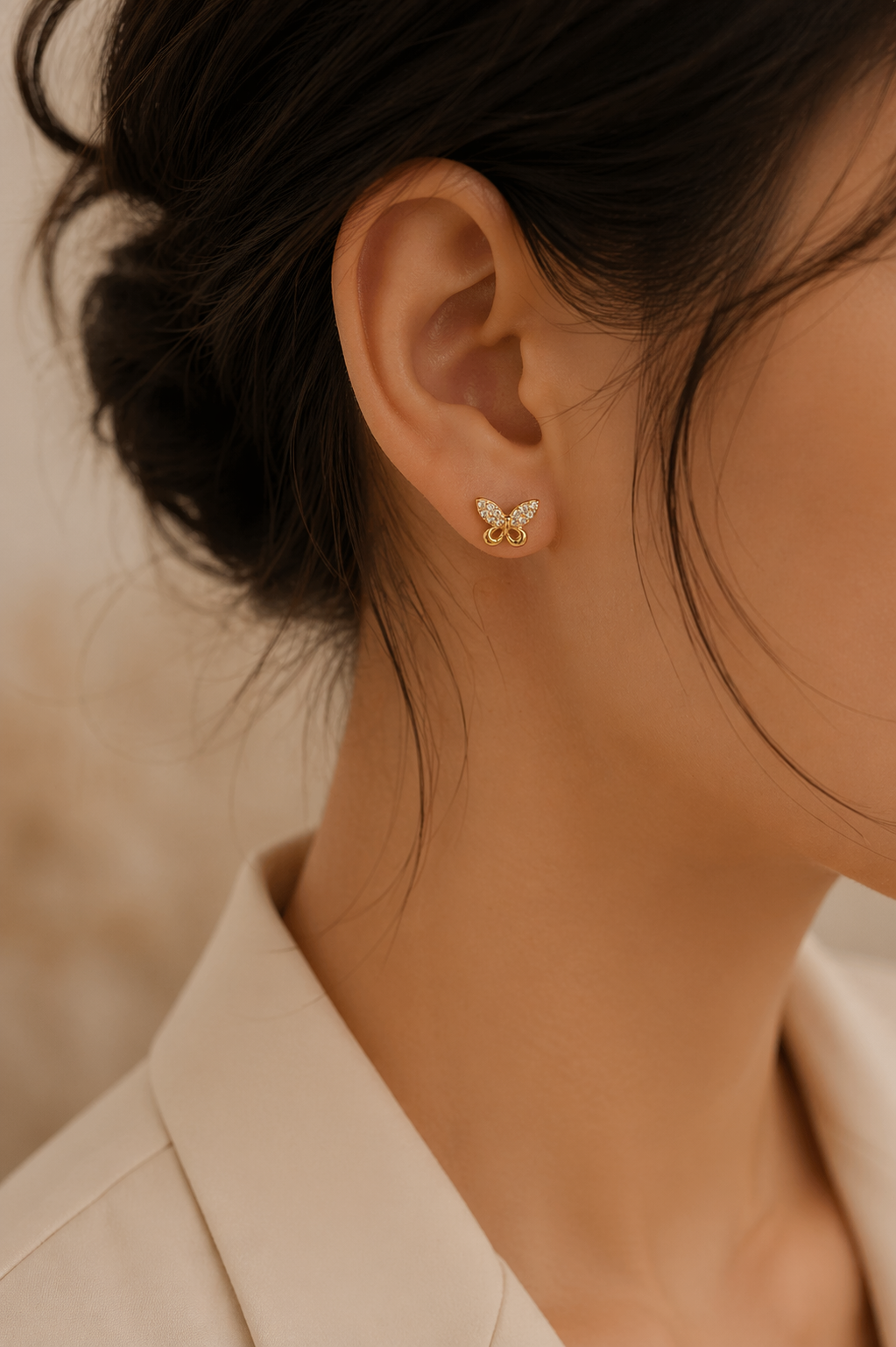 Butterfly stud earrings trial