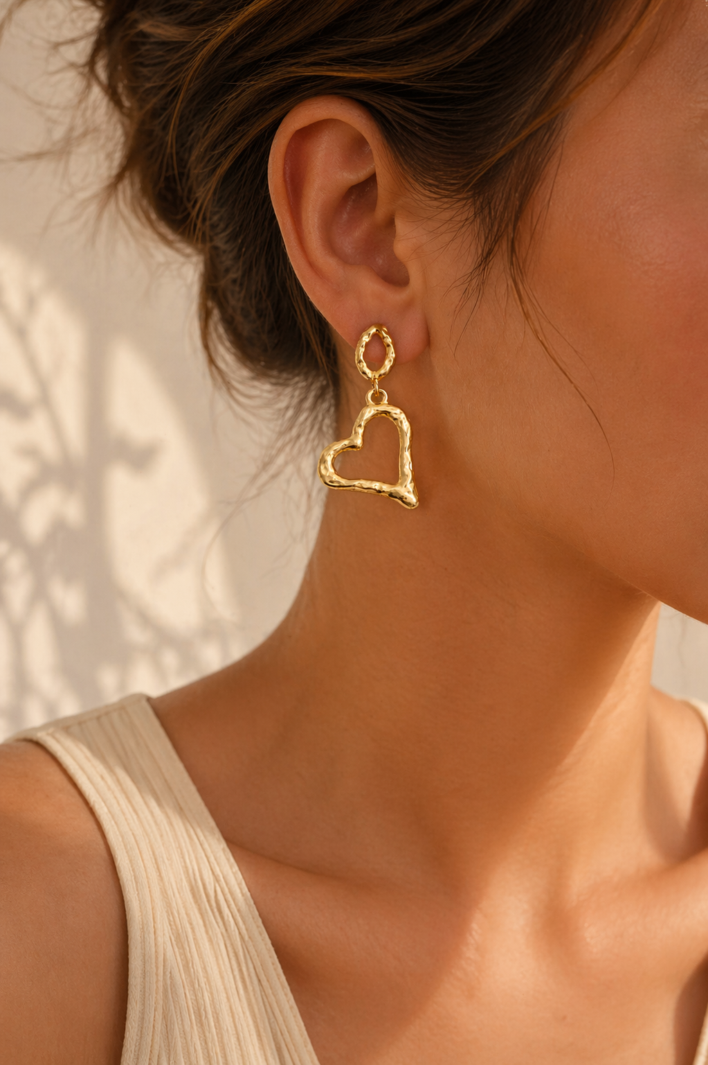 Gold heart drop earrings trial