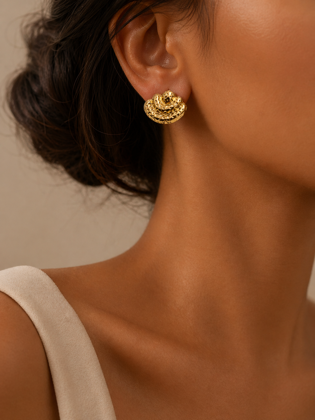 Layered textured stud earring trial