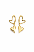 Double Heart Drop Earrings