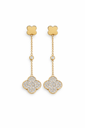 Crystal Clover Chain Drop Earrings