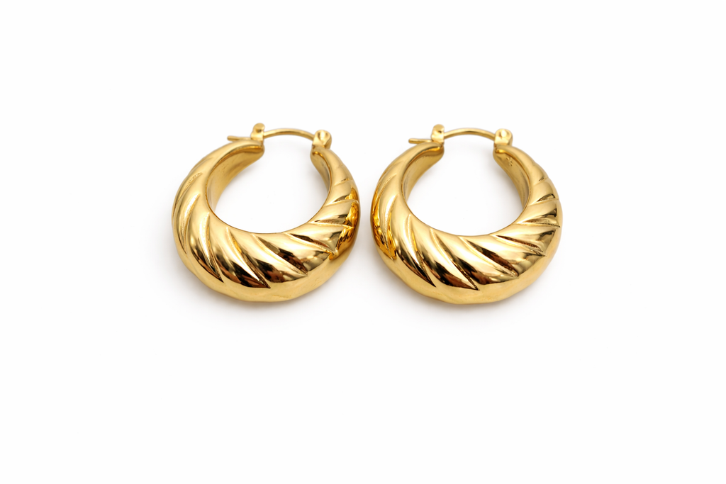 Textured Gold Hoop Earrings