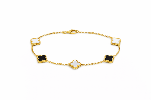 black and white clover gold bracelet