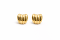 Gold ribbed stud earrings