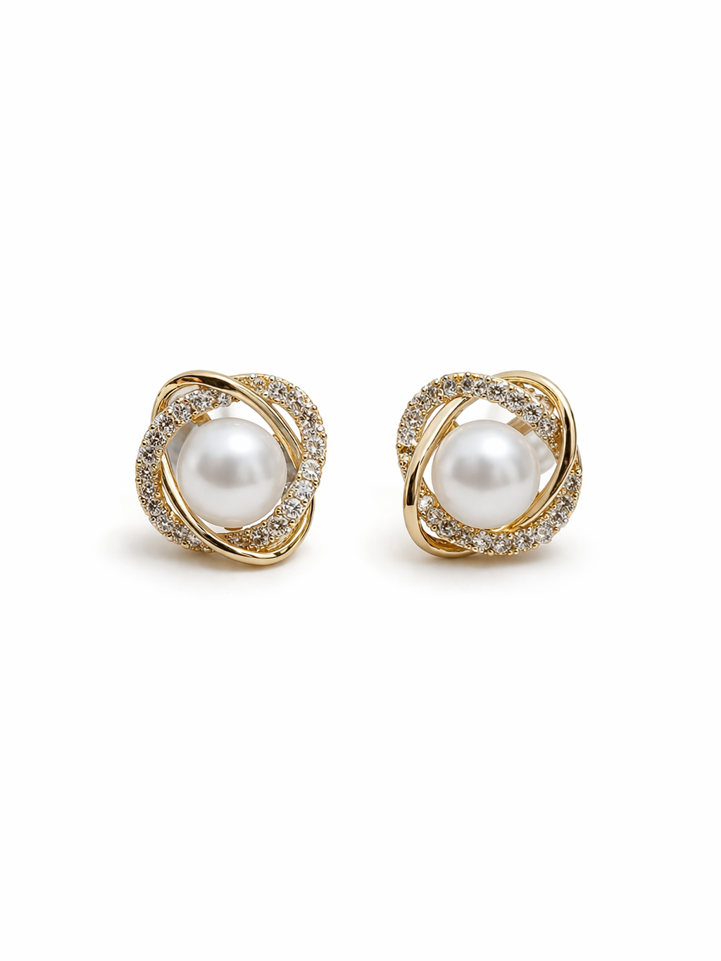 Pearl Orbit Stud Earrings