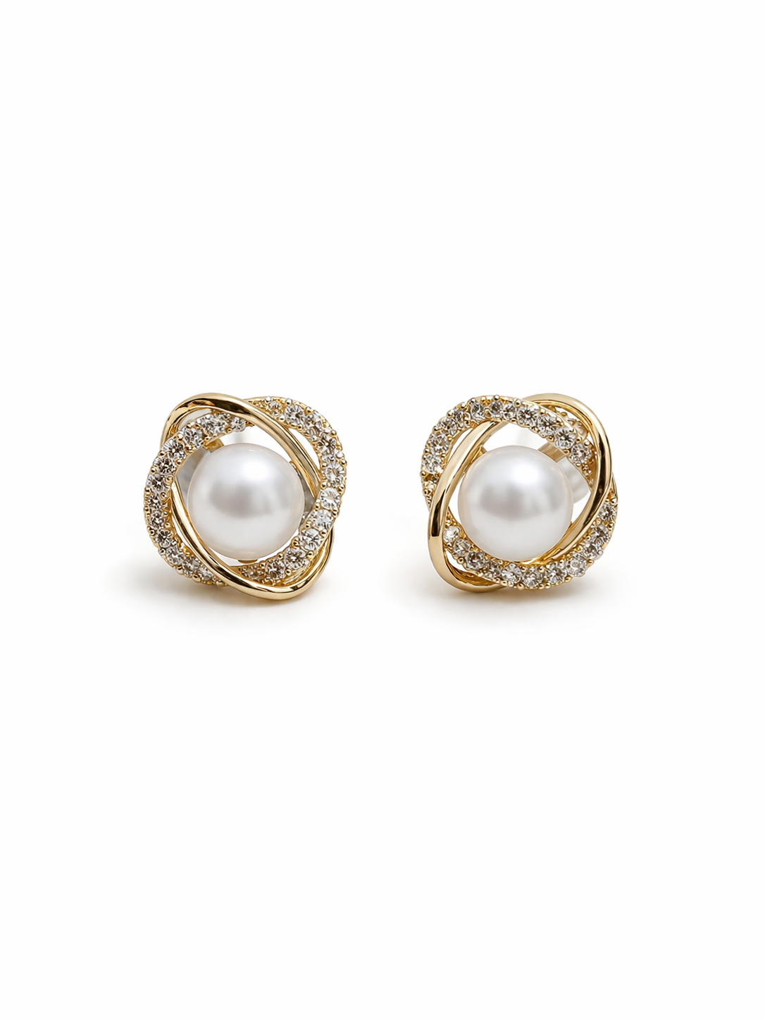 Pearl Orbit Stud Earrings