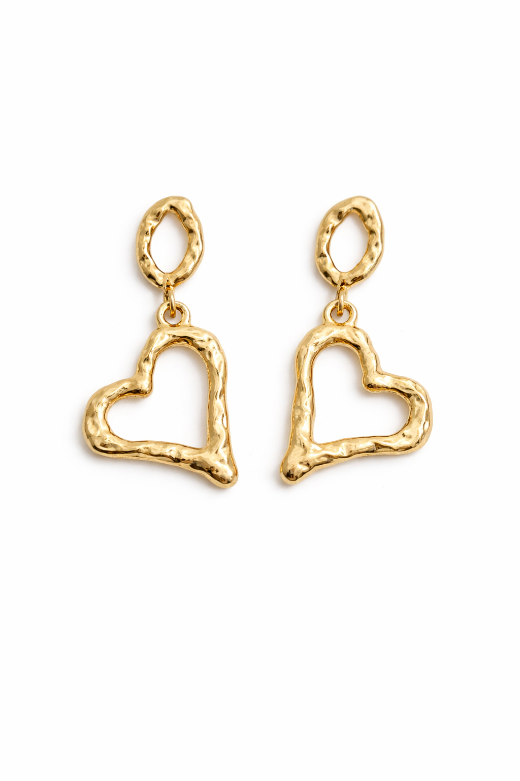 Gold heart drop earrings