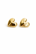 Sleek gold heart stud earrings