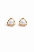 pearl centerpiece gold stud earrings