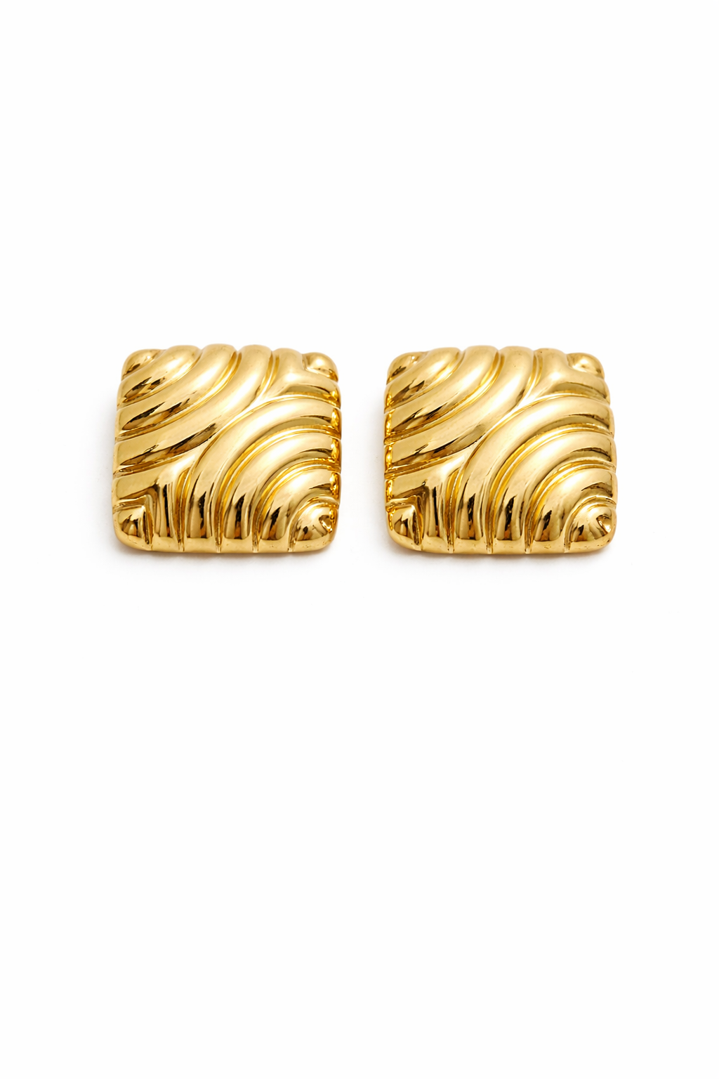Square gold stud earrings