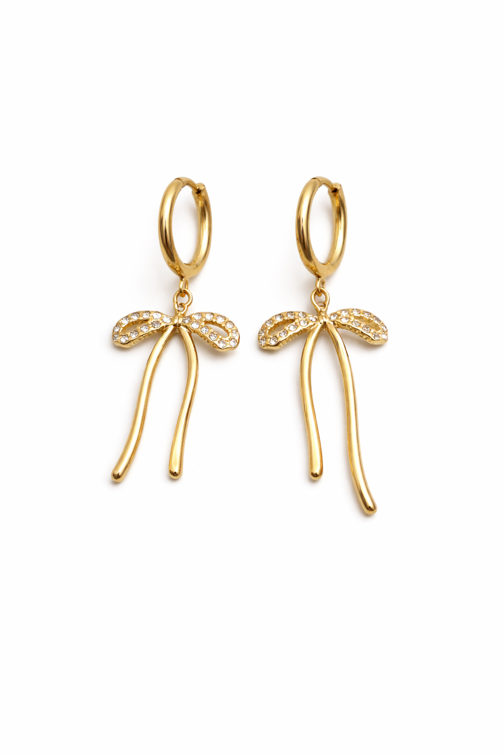 Crystal Bow Drop Hoop Earrings