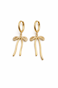Crystal Bow Drop Hoop Earrings