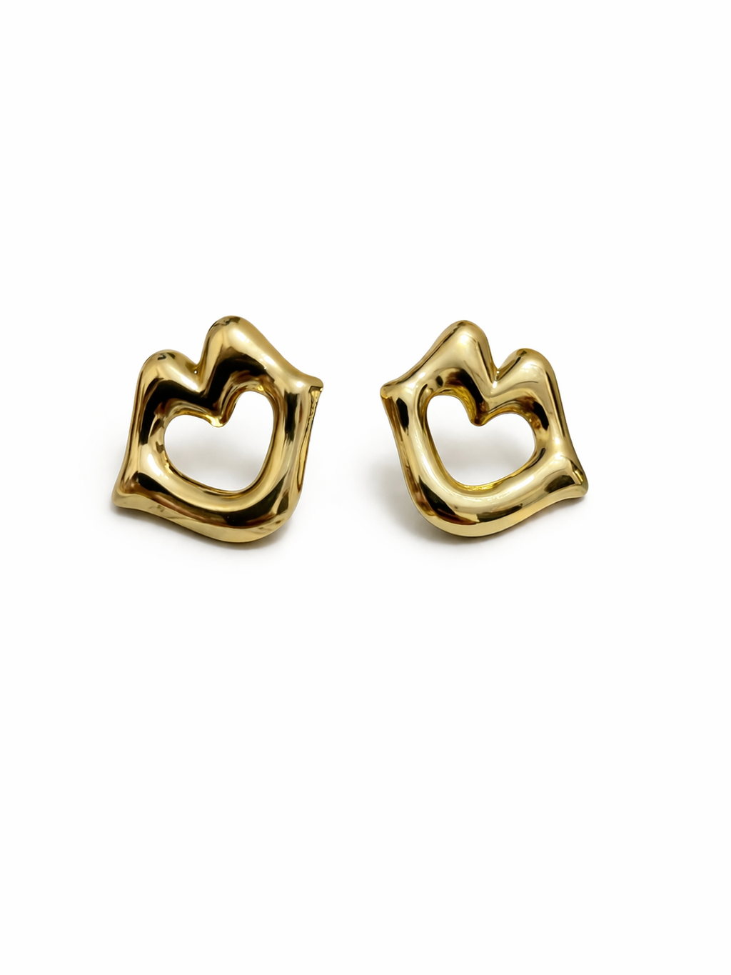 Elegant gold laugh shape earrings