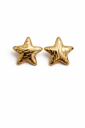 Textured gold star stud earrings