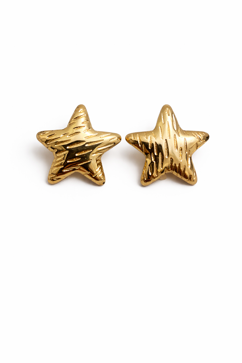 Textured gold star stud earrings