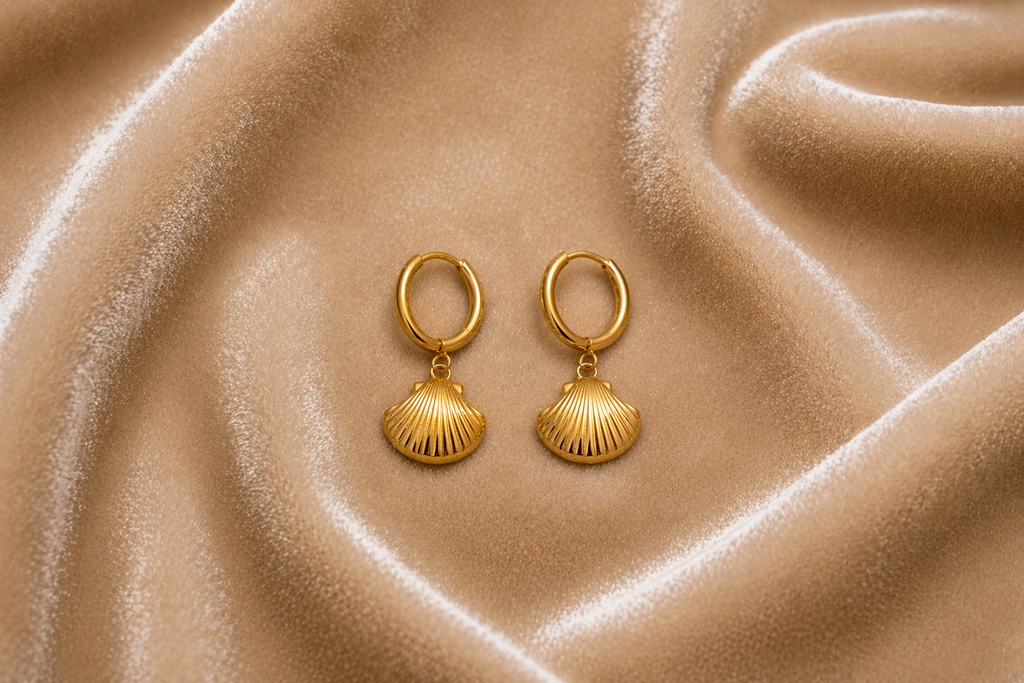 sea shell earrings on velvet