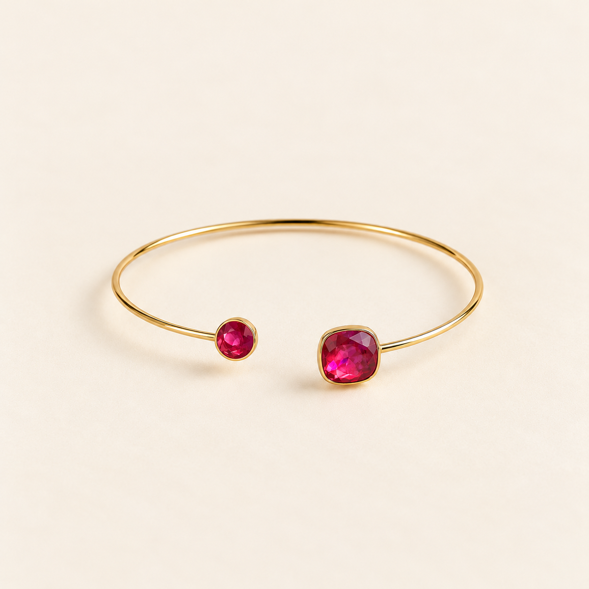 Ruby Red Crystal Gold-Tone Cuff Bracelet for Women