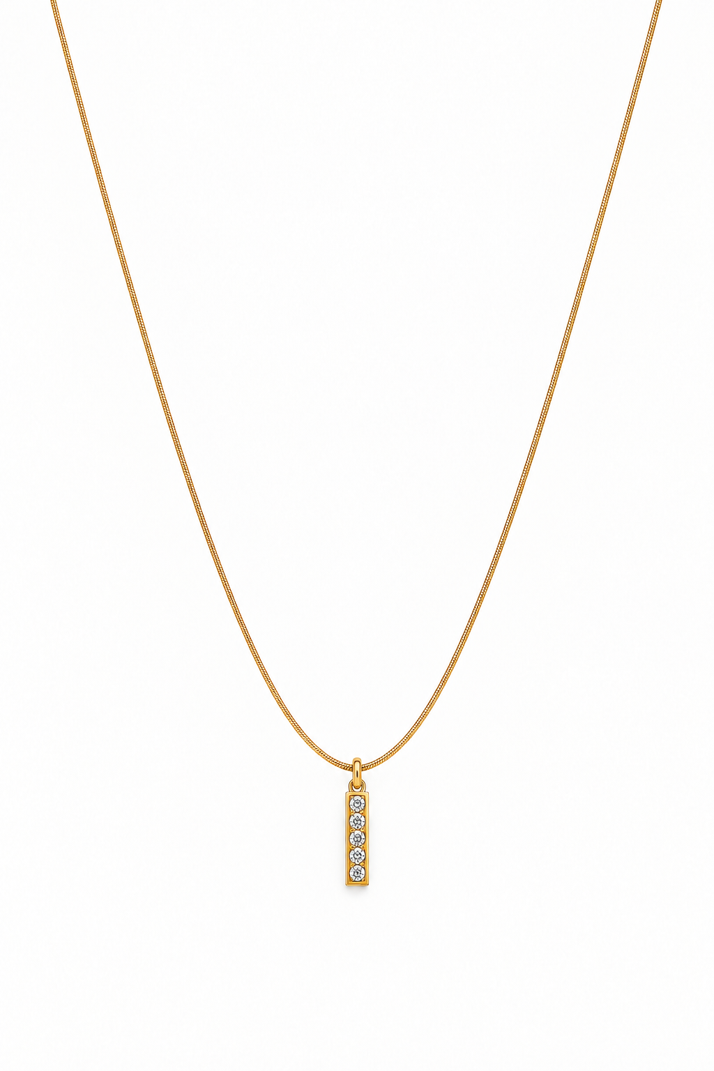 Gold Bar Pendant Necklace with Crystal Accents