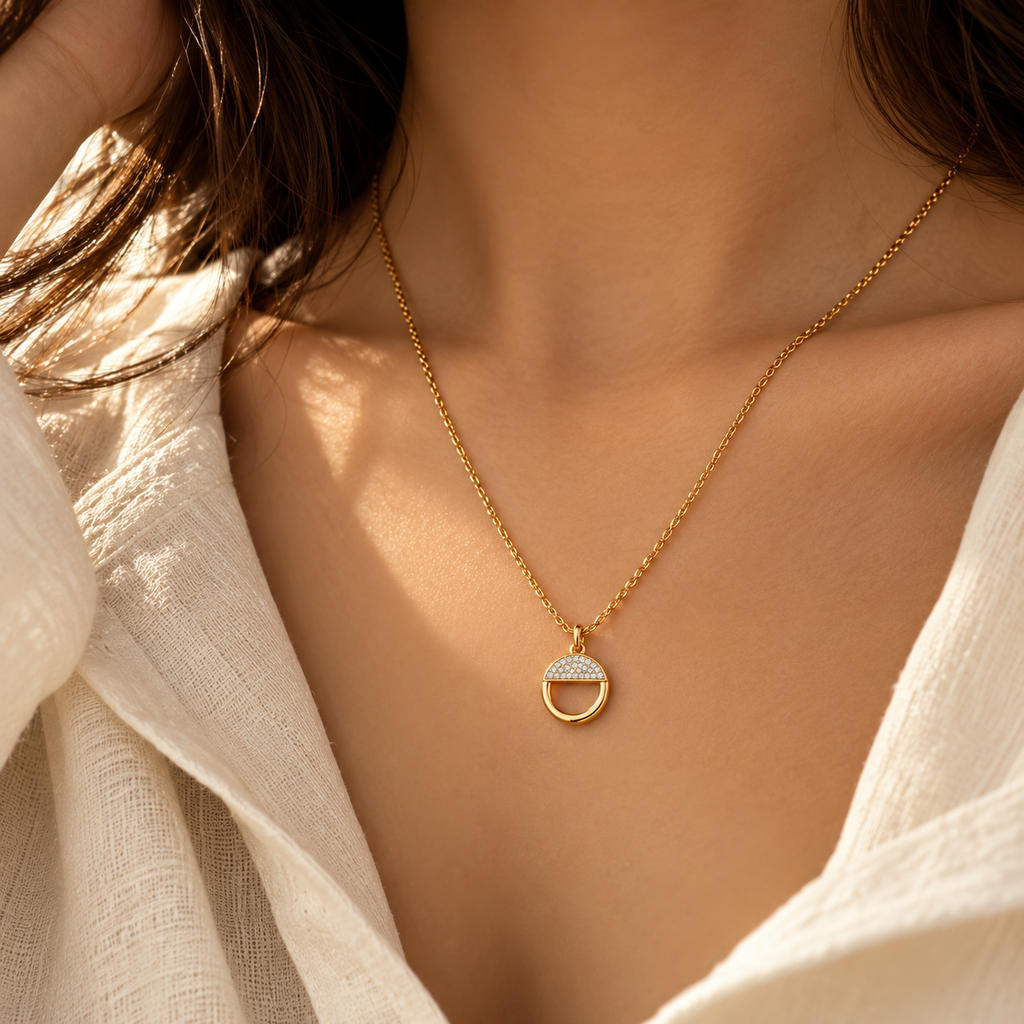 Gold Pave Pendant Necklace Trial