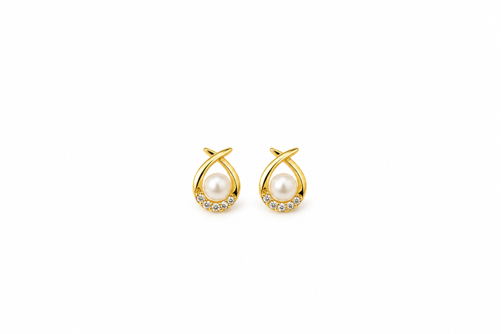 Delicate Gold Pearl Teardrop Earrings
