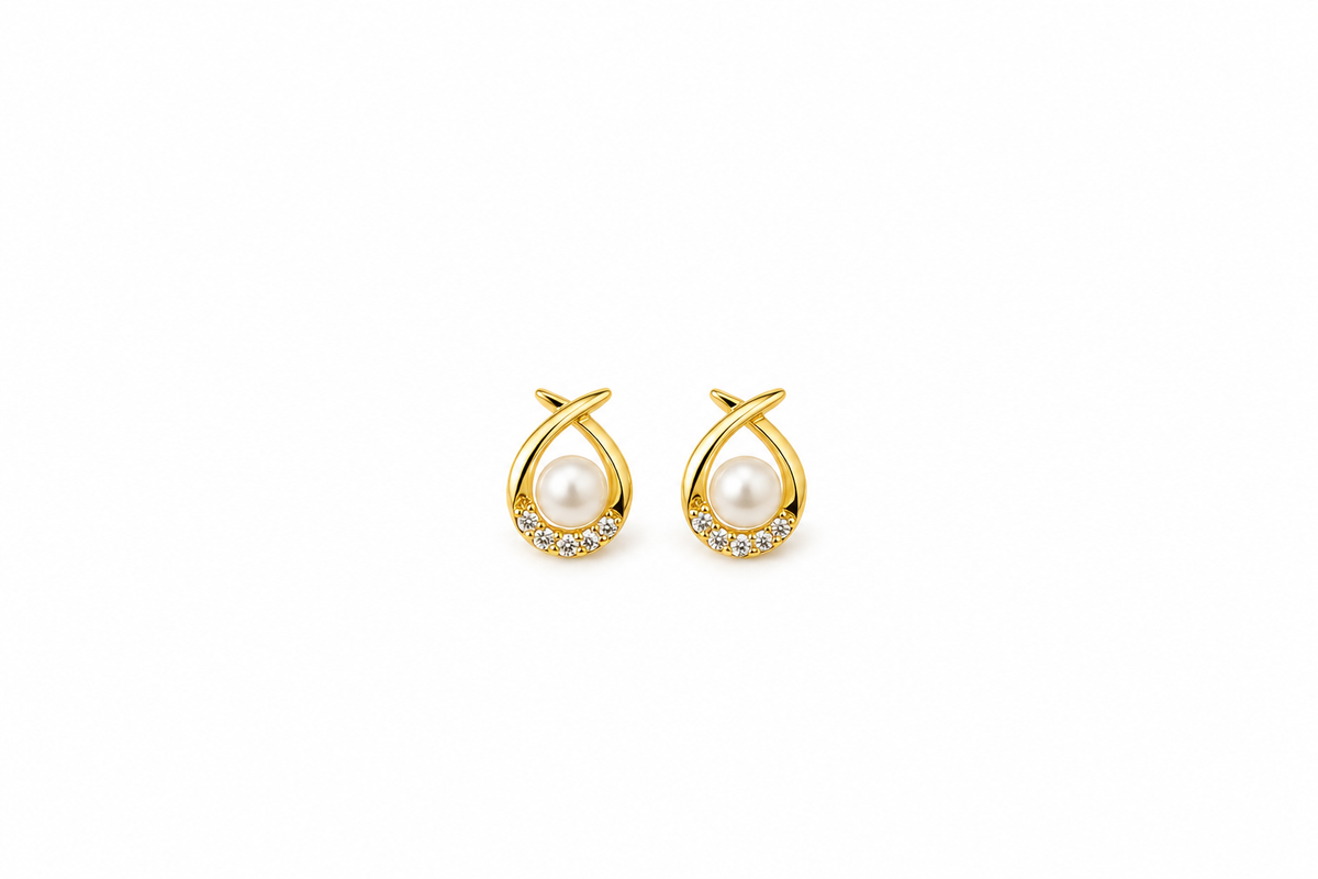 Delicate Gold Pearl Teardrop Earrings