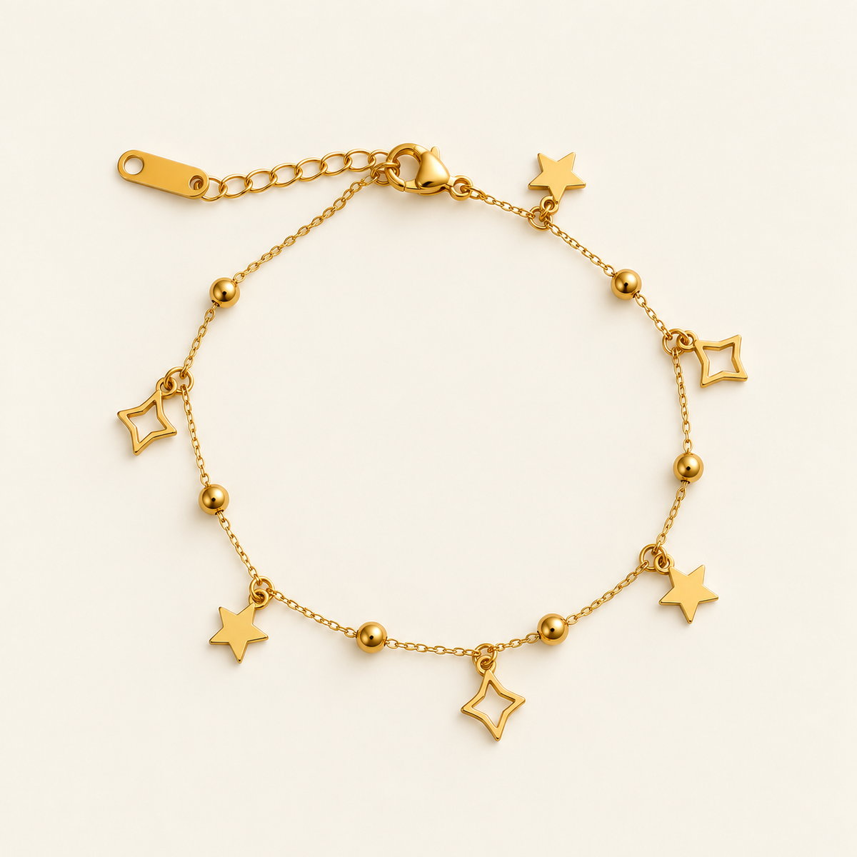 Gold Star and Geometric Charm Bracelet