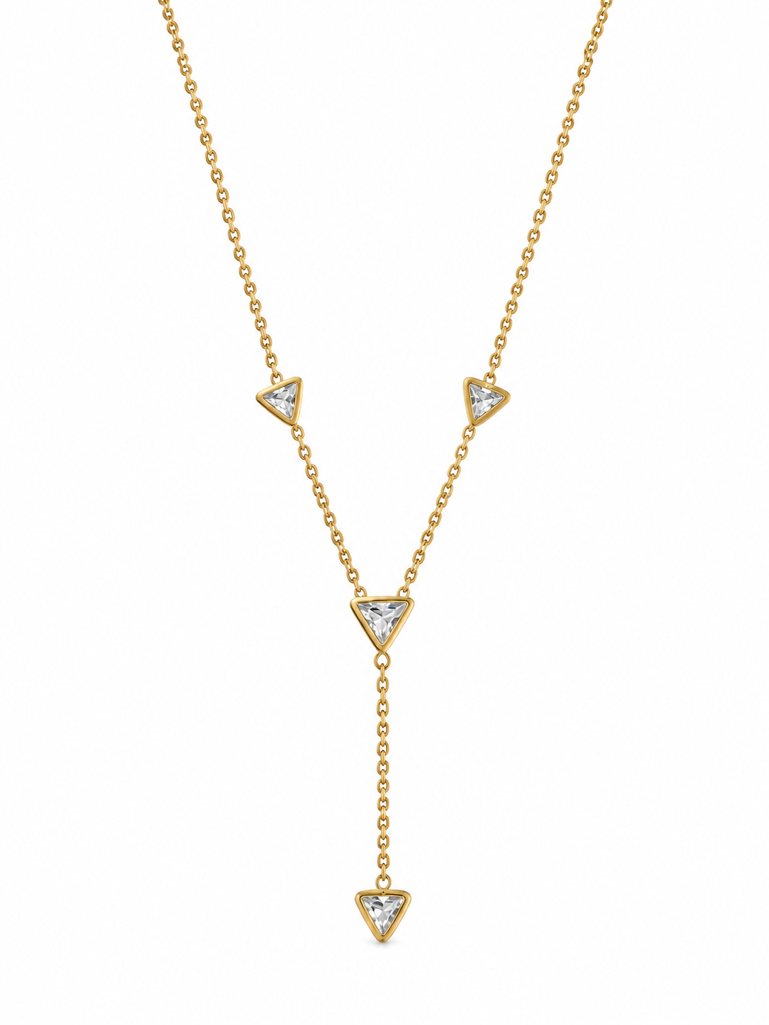 Gold Triangular Crystal Necklace