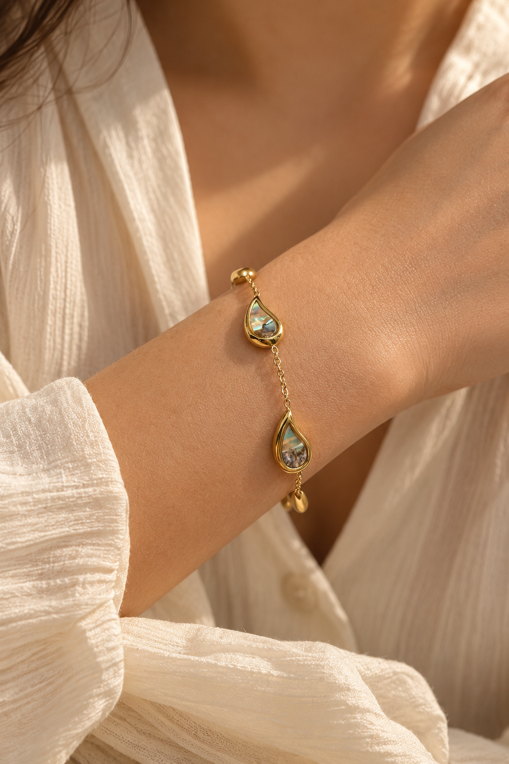 Gold Abalone Teardrop Bracelet trial