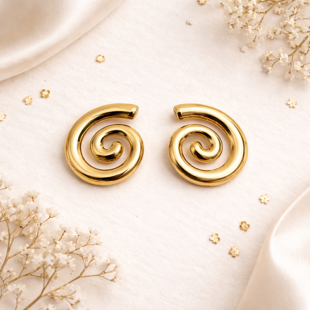 Gold spiral earring