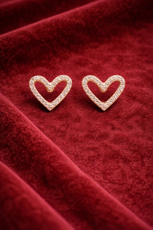 Crystal Heart Stud Earrings