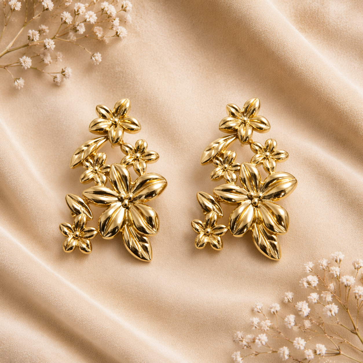 Golden Bloom Statement Earrings