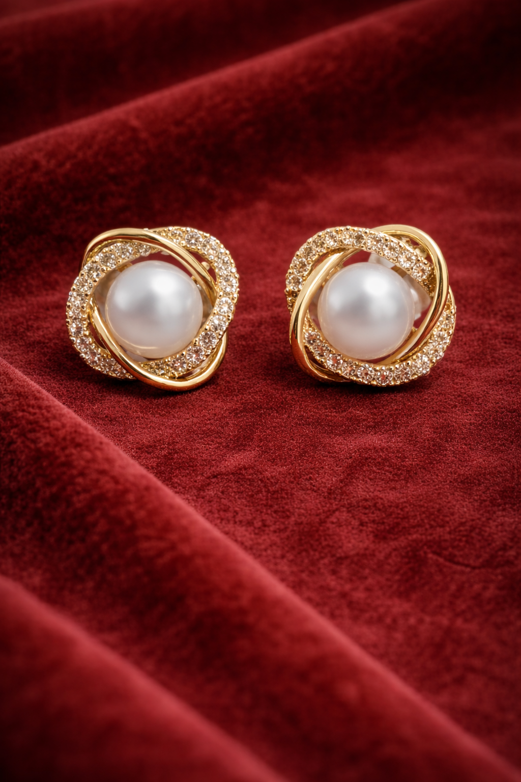 Pearl Orbit Stud Earrings