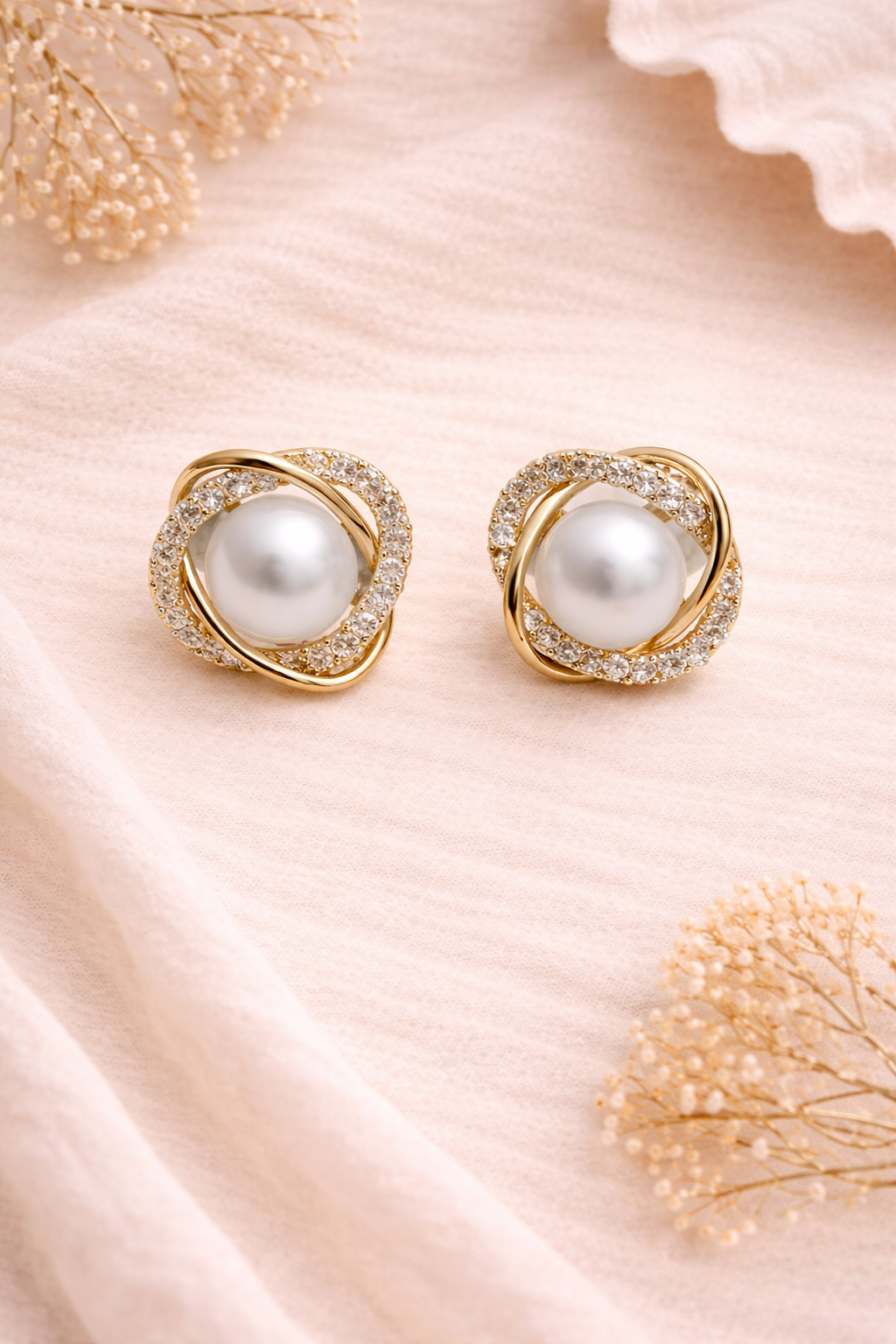 Pearl Orbit Stud Earrings