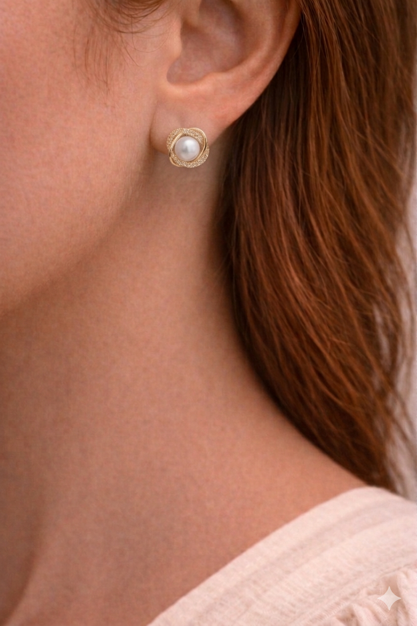 Pearl Orbit Stud Earrings