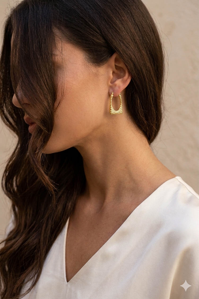 Square gold hoops trial