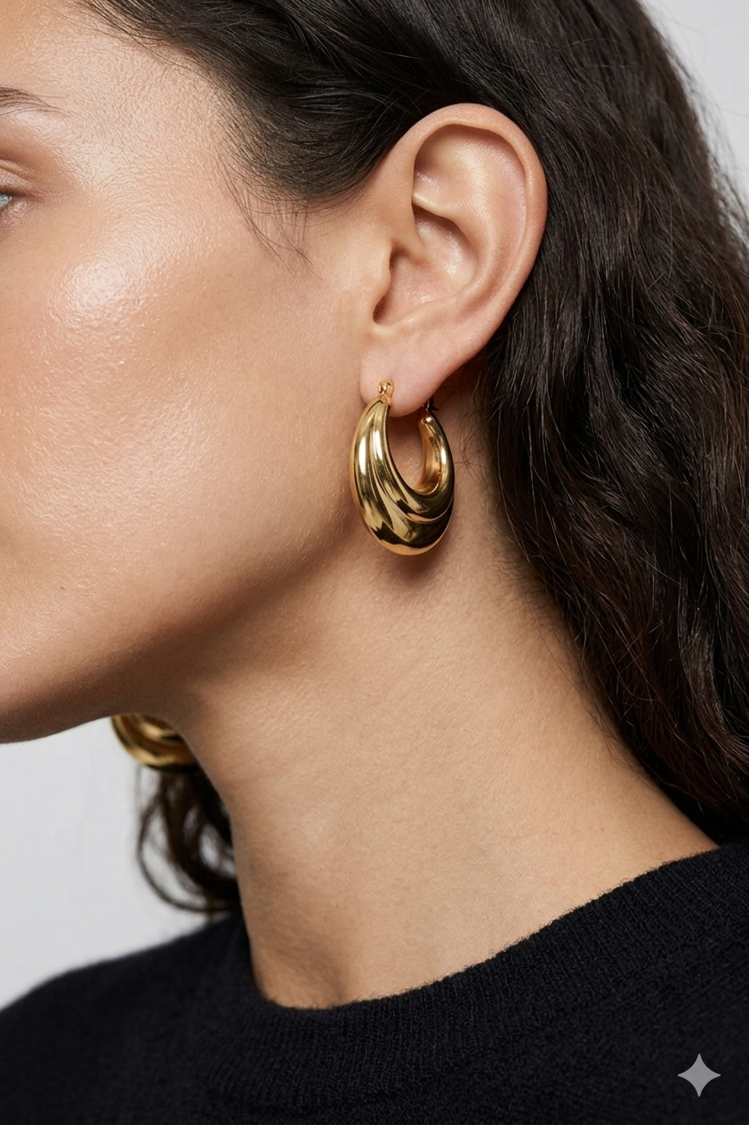 Bold Dome Gold Hoop Earrings