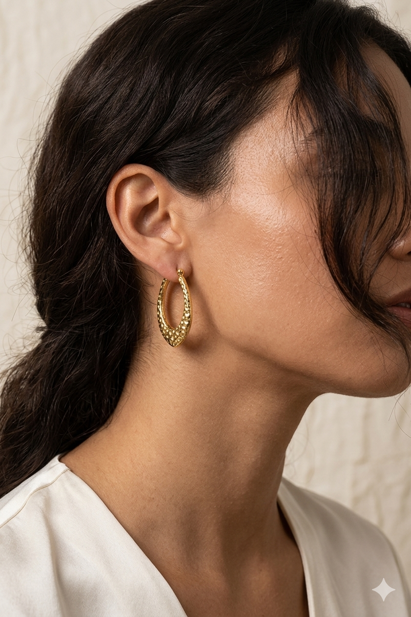 Teardrop gold hoop earrings trial
