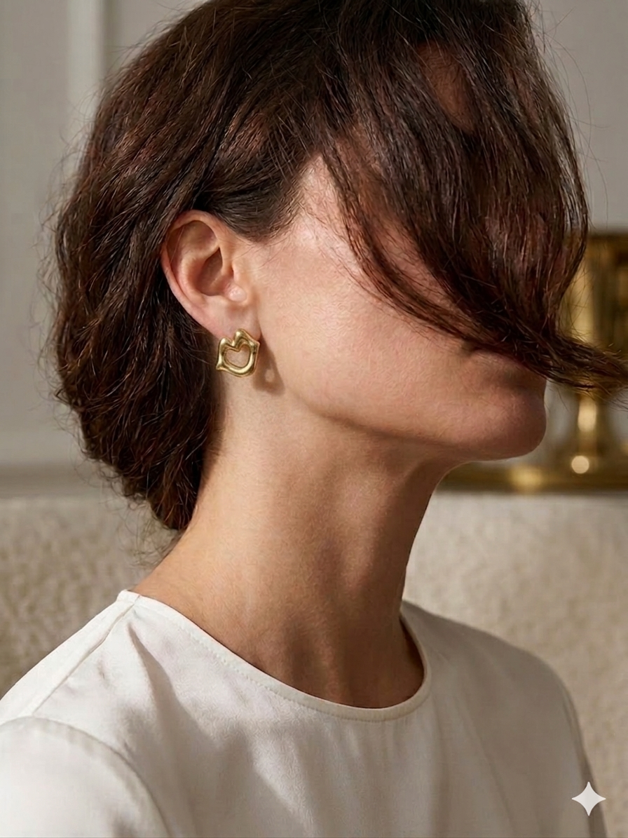 Elegant gold laugh shape earrings trial 