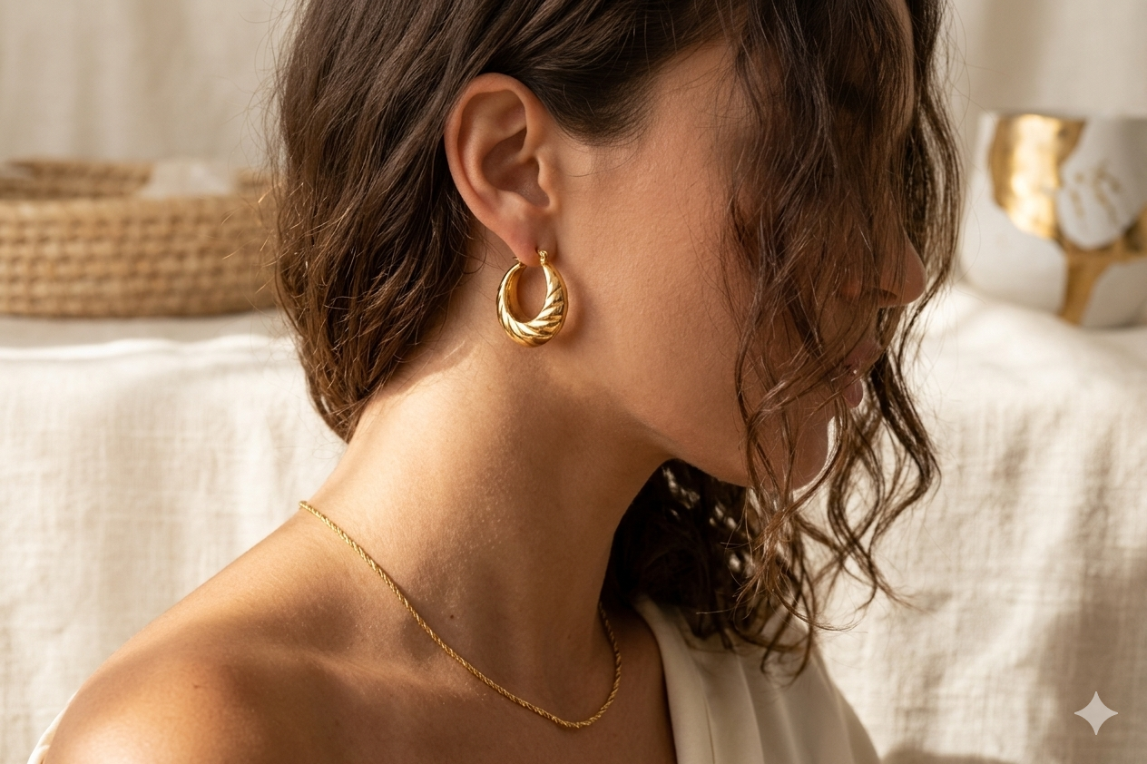 Textured Gold Hoop Earrings