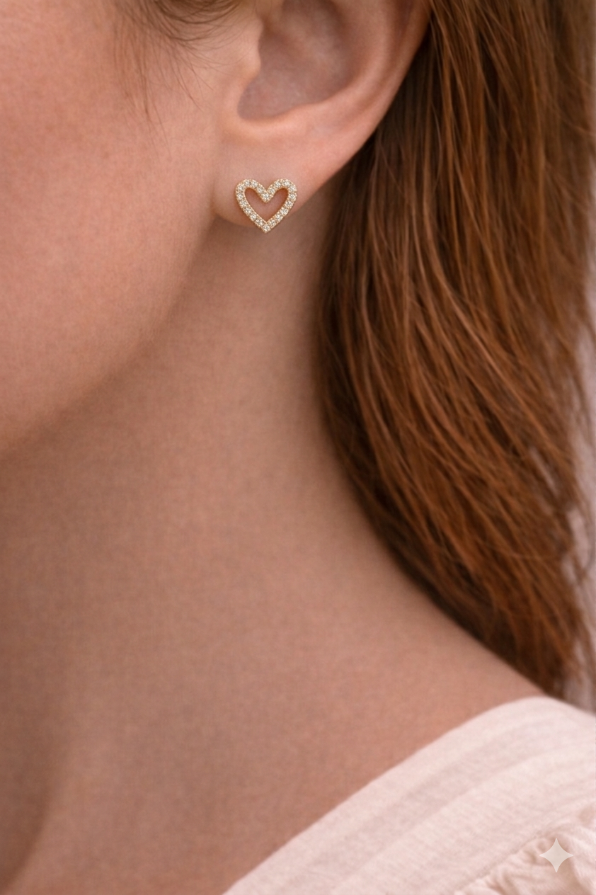 Crystal Heart Stud Earrings