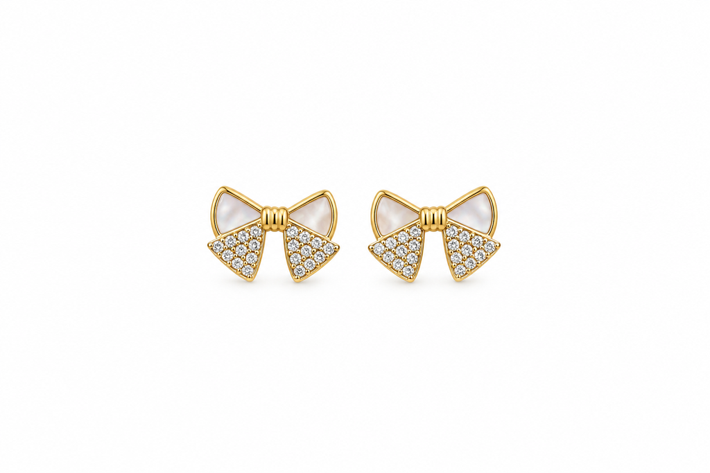 Gold Bow Stud Earrings