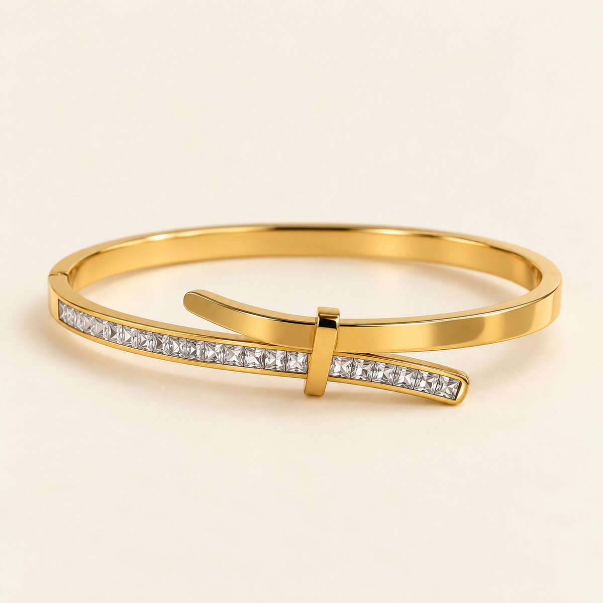 Luxury Gold-Tone Crystal Bangle Bracelet for Women