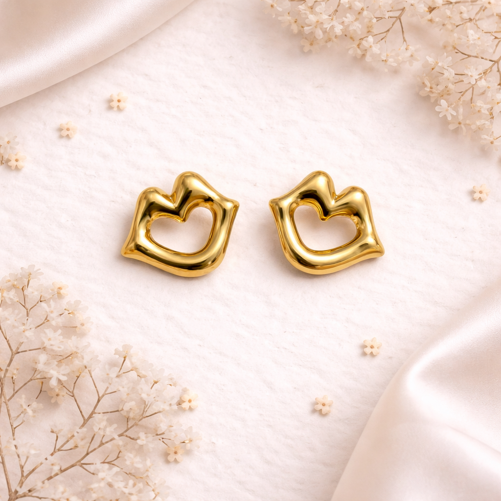 Elegant gold laugh shape earrings