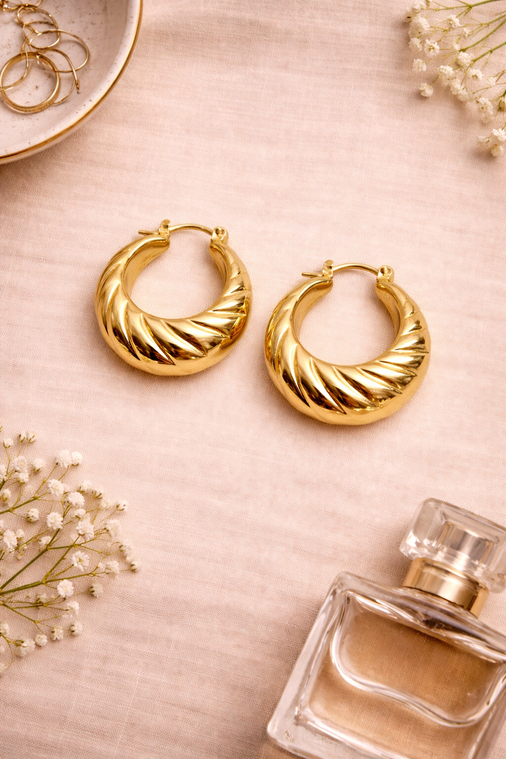 Textured Gold Hoop Earrings
