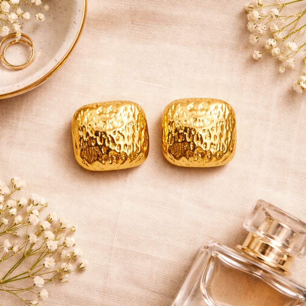 Textured Gold Statement Studs